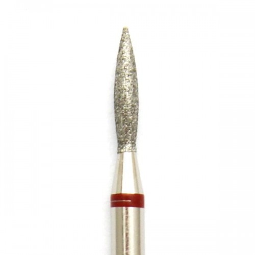 Бор алмазный пламевидный мелкой зернистости, диаметром 2,3 мм, красная насечка, Myslitsky-nail