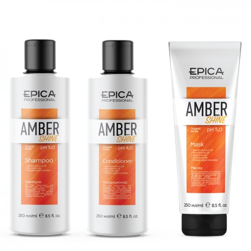 EPICA Professional Набор Amber Shine Organic (шампунь 250мл + кондиционер 250мл + маска 250мл)