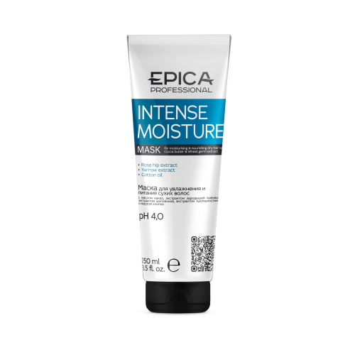 EPICA Professional Intense Moisture Маска для увлажнения и питания сухих волос маслами хлопка, какао и экстрактом зародышей пшеницы, 250 мл.