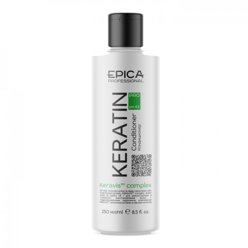 EPICA Professional Keratin PRO Кондиционер для реконструкции и глубокого восстановления волос с гидролизованным кератином, комплексом KERAVIS™ и маслом жожоба, 250 мл.