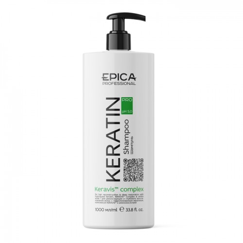 EPICA Professional Keratin PRO Шампунь для реконструкции и глубокого восстановления волос с гидролизованным кератином, комплексом KERAVIS™,1000 мл