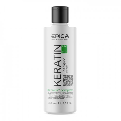 EPICA Professional Keratin PRO Шампунь для реконструкции и глубокого восстановления волос с гидролизованным кератином, комплексом KERAVIS™, 250 мл.