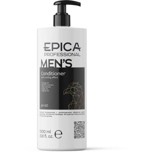 EPICA Professional Men's Мужской кондиционер с охлаждающим эффектом, маслом апельсина, экстрактом бамбука, экстрактом хмеля, 1000 мл.
