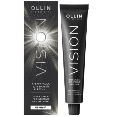 OLLIN VISION black (черный) Крем-краска для бровей и ресниц 20мл+салфетки п/ресницы 15пар/уп