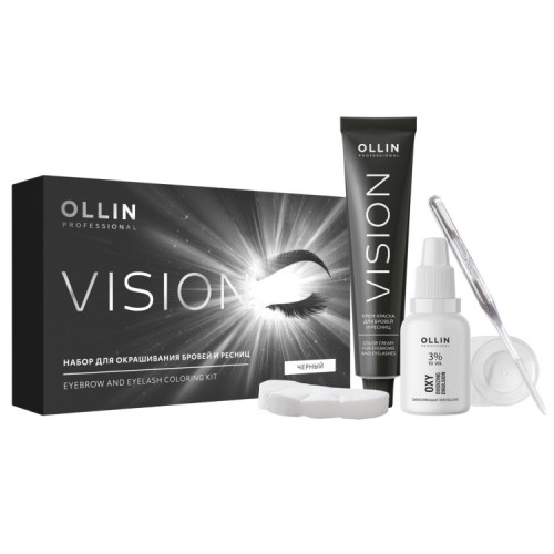 OLLIN VISION SET black (черный) Крем-краска для бровей и ресниц 20мл (в наборе)