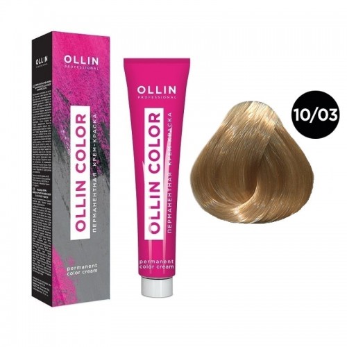 OLLIN COLOR 10/03 светлый блондин прозрачно-золотистый 100 мл Перманентная крем-краска для волос