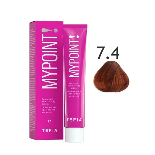 MYPOINT Перманентная крем-краска для волос 7.41 блондин медно-пепельный, 60 мл