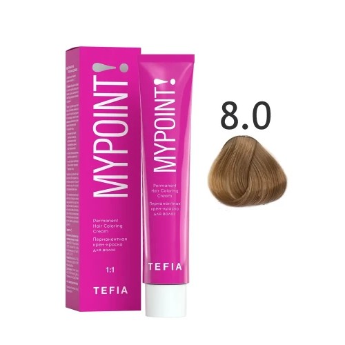 MYPOINT Перманентная крем-краска для волос 8.0 светлый блондин натуральный,60 мл
